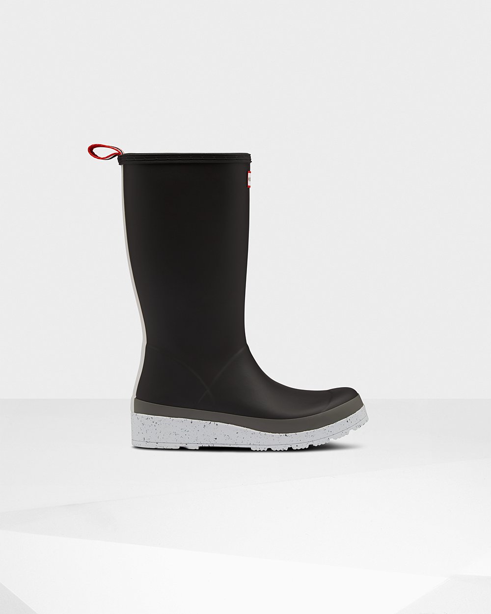 Womens Play Boots - Hunter Original Tall Speckle Rain (86MIKNPHL) - Black/Grey